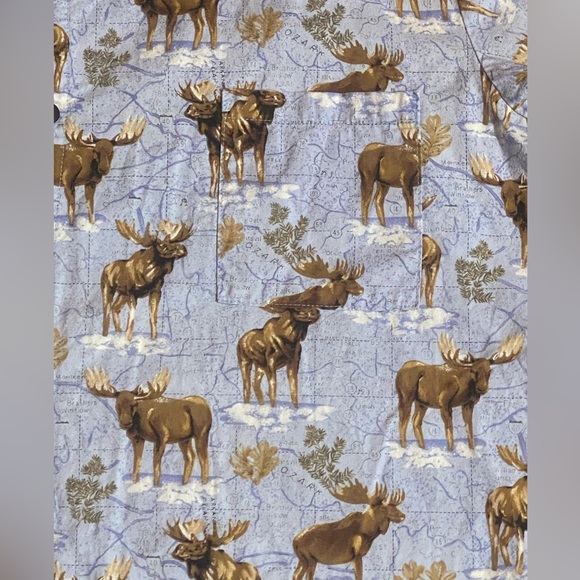 D’em Crazy Moose With Map All Over Print 100% Cotton Short Sleeve Shirt Men’s 2X - Picture 4 of 7